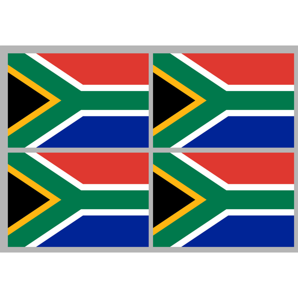 Drapeau Afrique du Sud - 4 stickers - 9.5 x 6.3 cm - Sticker/autocollant