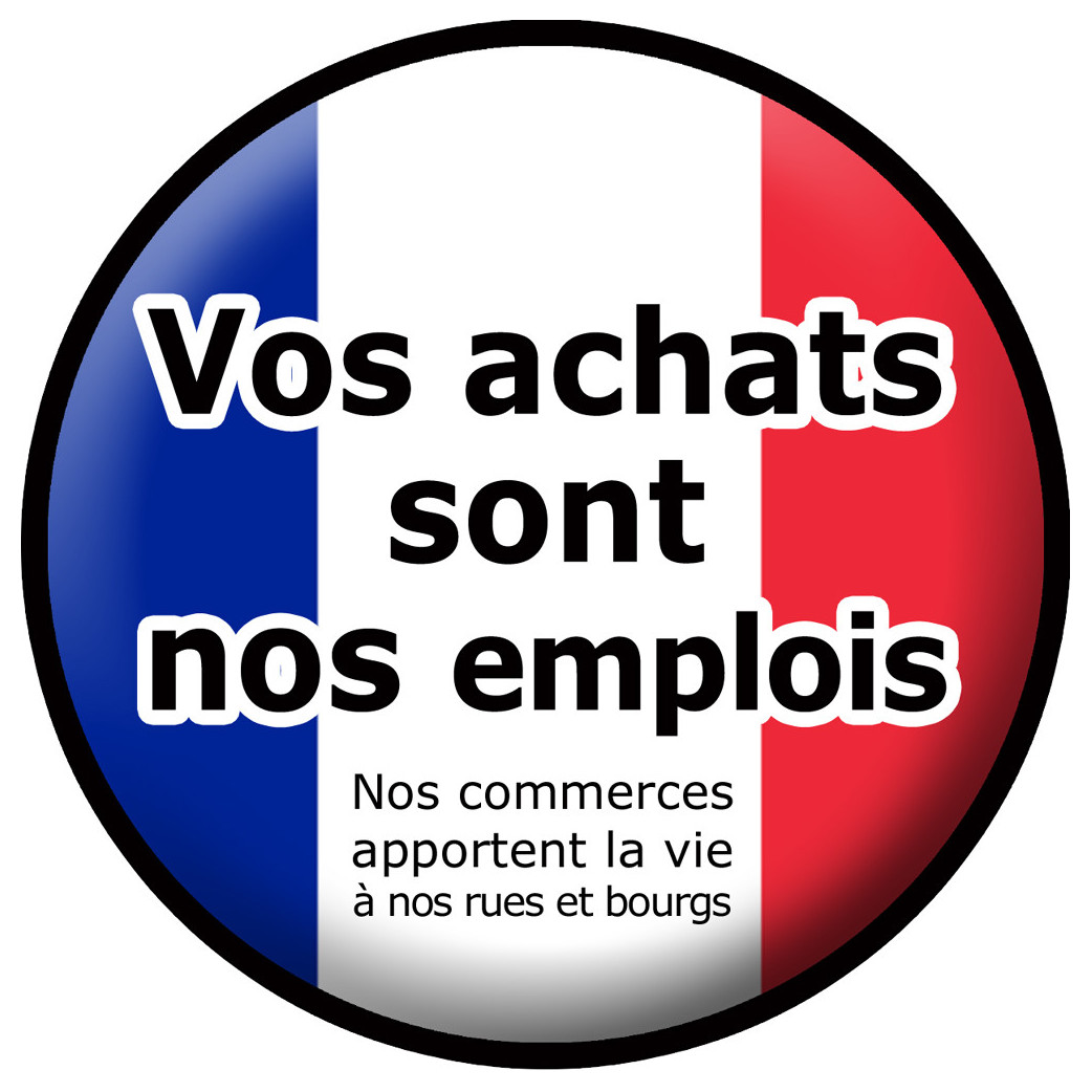 vos achats sont nos emplois "commerces" - 15cm - Sticker/autocollant