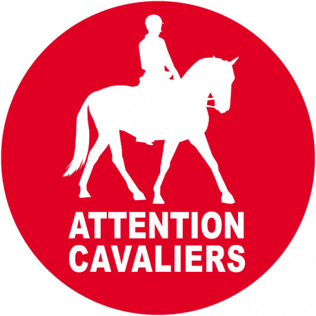 Attention Cavaliers - 5cm - Sticker/autocollant