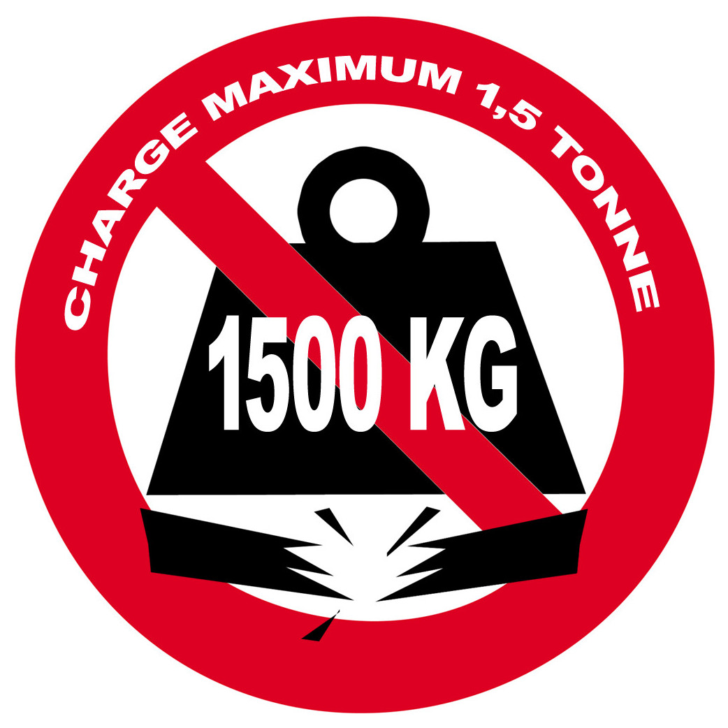 Charge maximale 1,5 tonne - 20cm - Sticker/autocollant
