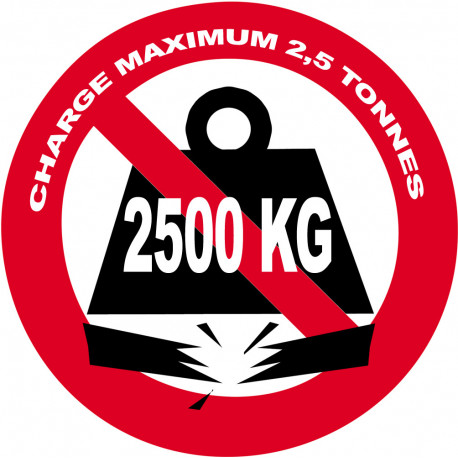 Charge maximale 2,5 tonnes - 20cm - Sticker/autocollant