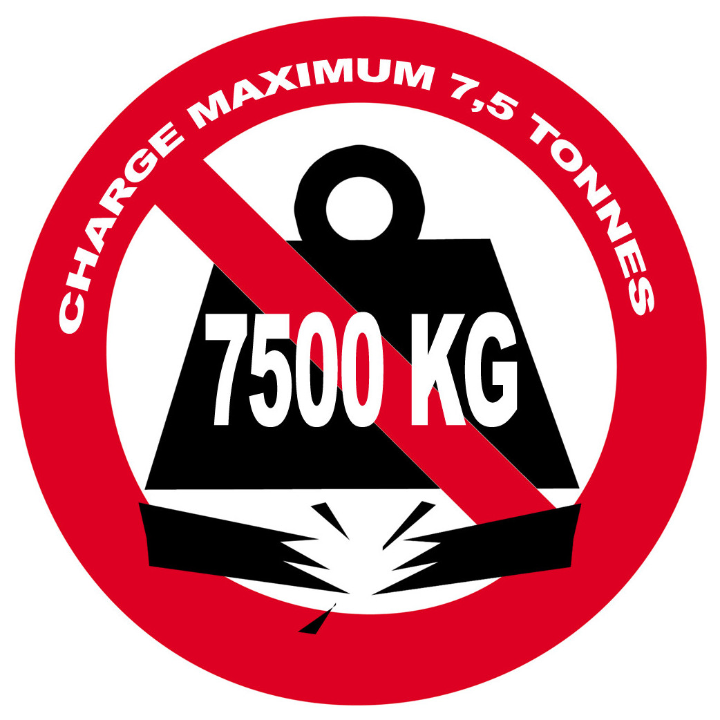 Charge maximale 7,5 tonnes - 15cm - Sticker/autocollant