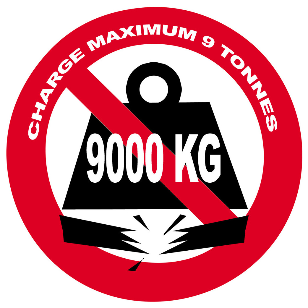 Charge maximale 9 tonnes - 10cm - Sticker/autocollant