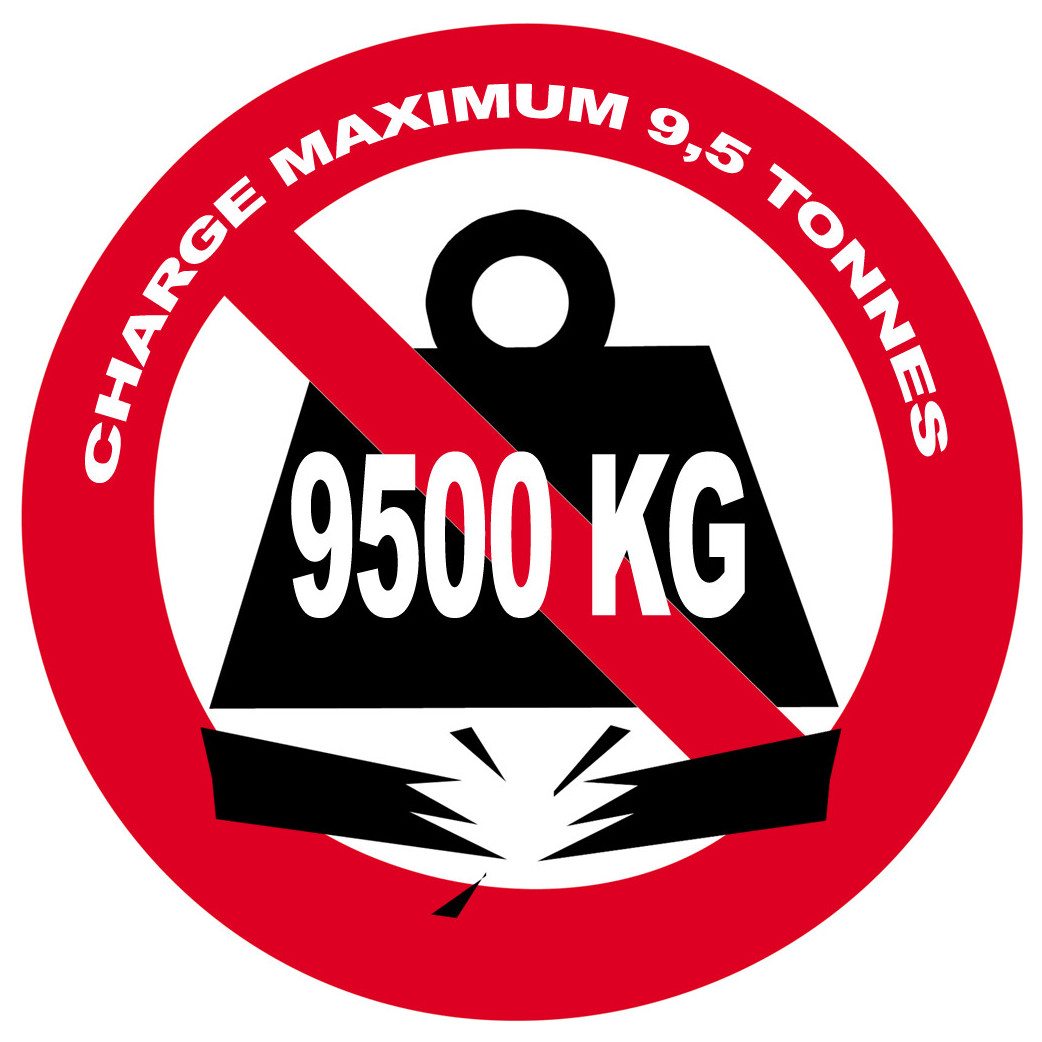 Charge maximale 9,5 tonnes - 10cm - Sticker/autocollant