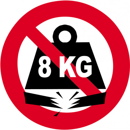 Charge maximale 8 KG - 15cm - Sticker/autocollant Charge maximale 8 KG - 15cm - Sticker/autocollant