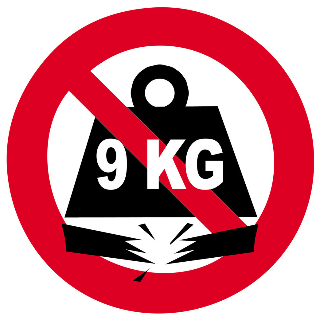 Charge maximale 9 KG - 5cm - Sticker/autocollant