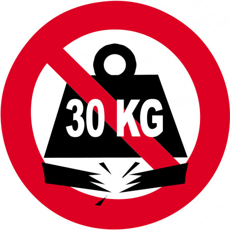 Charge maximale 30 KG - 15cm - Sticker/autocollant Charge maximale 30 KG - 15cm - Sticker/autocollant