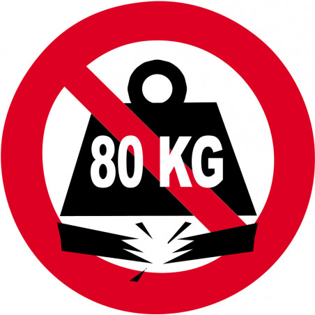Charge maximale 80 KG - 15cm - Sticker/autocollant Charge maximale 80 KG - 15cm - Sticker/autocollant