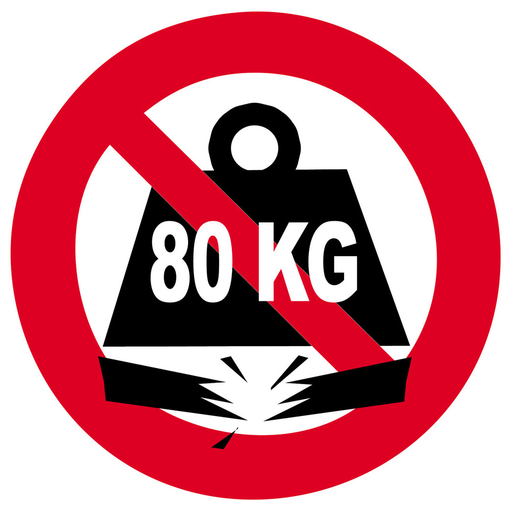 Charge maximale 80 KG - 5cm - Sticker/autocollant