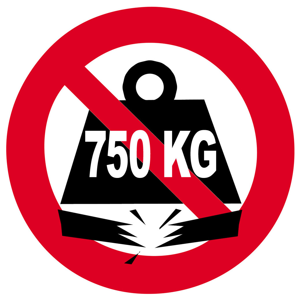 Charge maximale 750 kilos - 15cm - Sticker/autocollant
