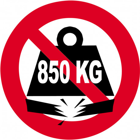 Charge maximale 850 kilos - 10cm - Sticker/autocollant