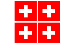 drapeau officiel Suisse : 4 stickers de 6,3x6,3cm - Sticker/autocollant