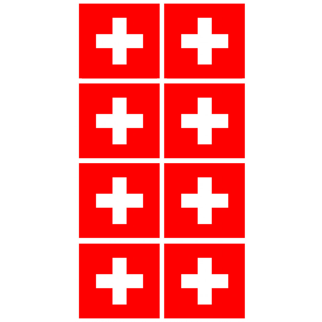 Drapeau Suisse - 8fois de 6,3x6,3cm - Sticker/autocollant