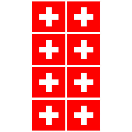 drapeau officiel Suisse : 8 stickers de 6,3x6,3cm - Sticker/autocollant