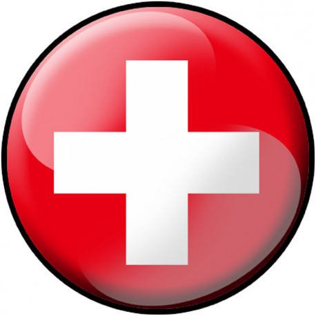 drapeau Suisse rond - 15cm - Sticker/autocollant