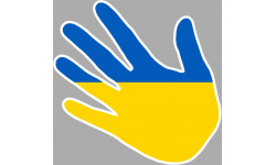 drapeau Ukraine main : 5x5cm - Sticker/autocollant