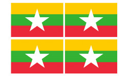 Drapeau Birmanie - 4 stickers 9,5x6,3cm - Sticker/autocollant
