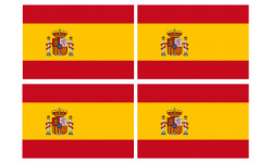 Drapeau Espagne - 4 stickers - 9.5 x 6.3 cm - Sticker/autocollant