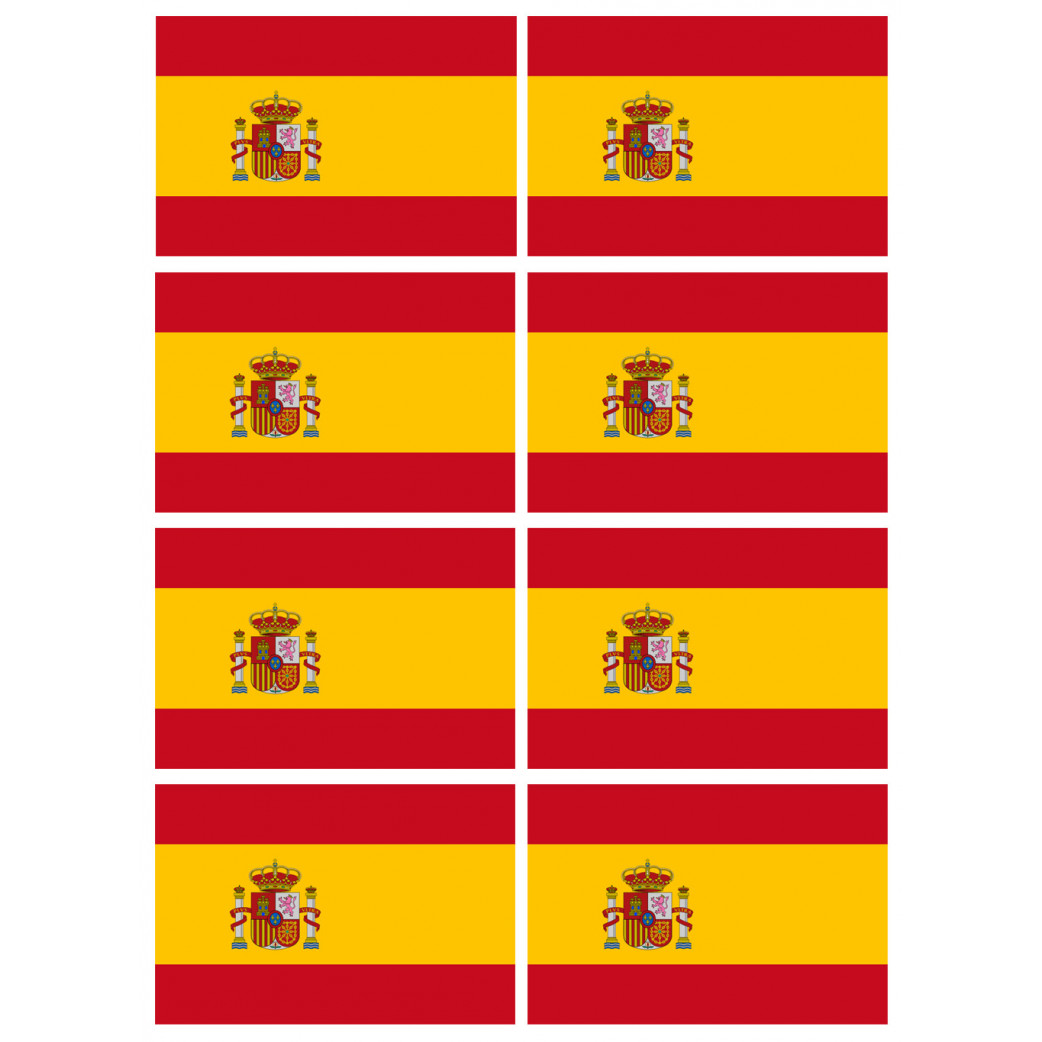 Drapeau Espagne - 8 stickers - 9.5 x 6.3 cm - Sticker/autocollant