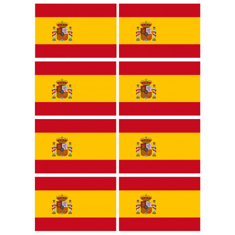 Drapeau Espagne - 8 stickers - 9.5 x 6.3 cm - Sticker/autocollant