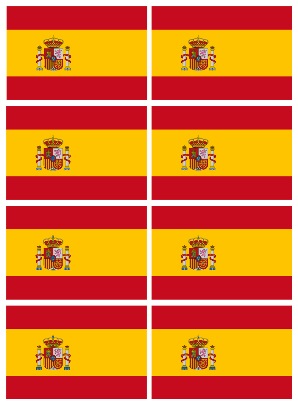 Drapeau Espagne - 8 stickers - 9.5 x 6.3 cm - Sticker/autocollant