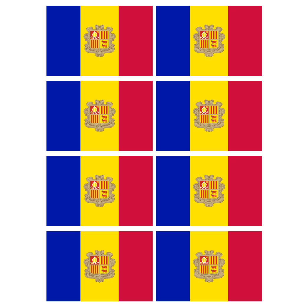 Drapeau Andorre - 8 stickers - 9.5 x 6.3 cm - Sticker/autocollant