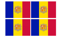Drapeau Andorre - 4 stickers - 9.5 x 6.3 cm - Sticker/autocollant