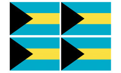 Drapeau Bahamas - 4 stickers - 9.5 x 6.3 cm - Sticker/autocollant
