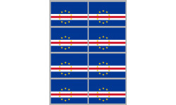 Drapeau Cap-Vert - 8 stickers - 9.5 x 6.3 cm - Sticker/autocollant