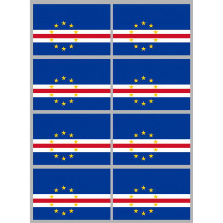 Drapeau Cap-Vert - 8 stickers - 9.5 x 6.3 cm - Sticker/autocollant