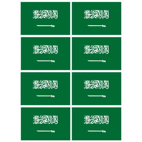Drapeau Arabie Saoudite - 8 stickers - 9.5 x 6.3 cm - Sticker/autocollant