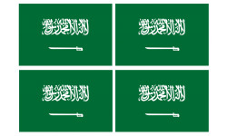 Drapeau Arabie Saoudite - 4 stickers - 9.5 x 6.3 cm - Sticker/autocollant