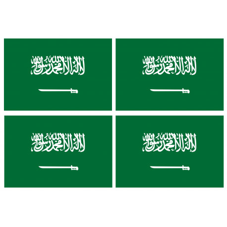 Drapeau Arabie Saoudite - 4 stickers - 9.5 x 6.3 cm - Sticker/autocollant