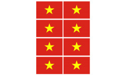 Drapeau Viet Nam - 8 stickers - 9.5 x 6.3 cm - Sticker/autocollant
