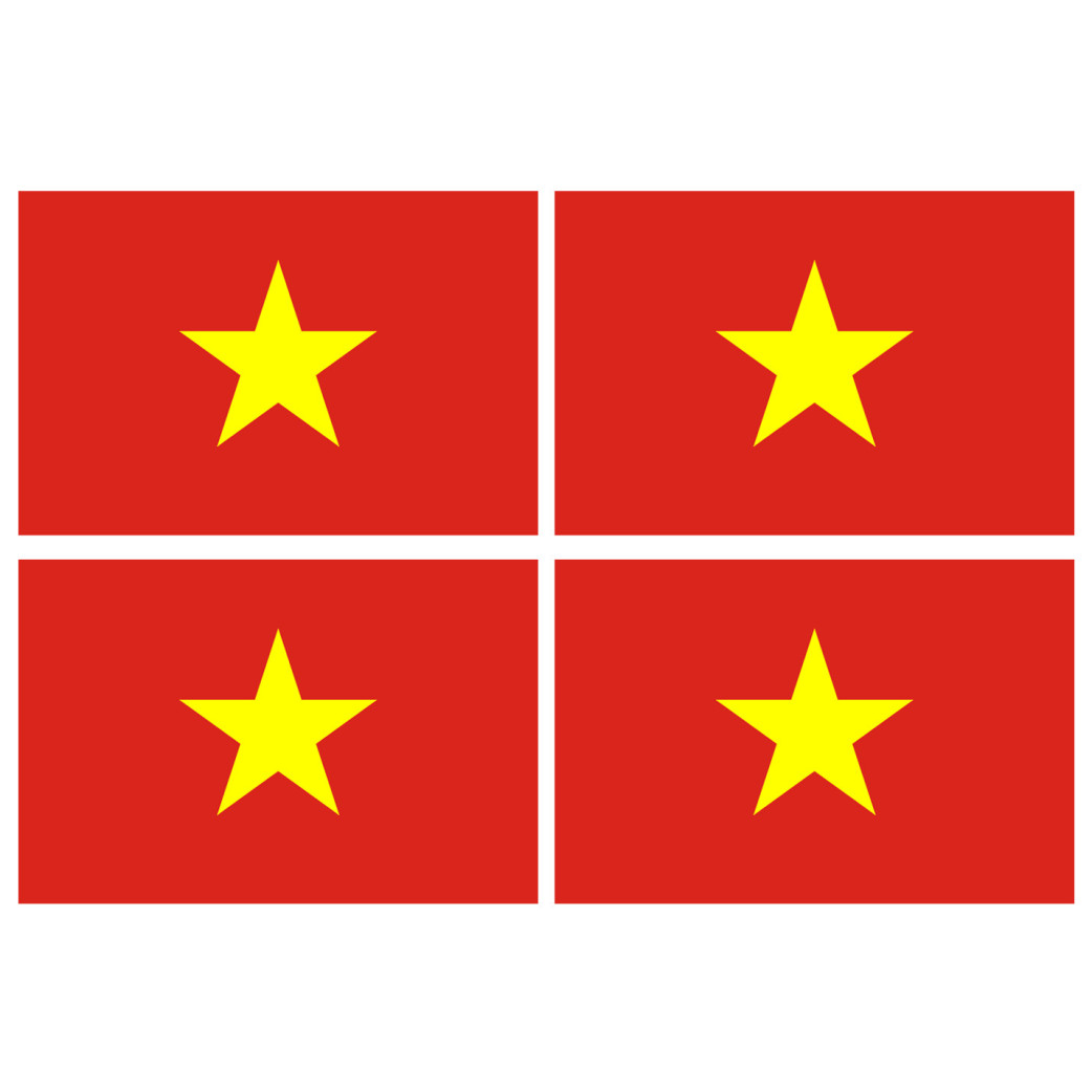 Drapeau Viet Nam - 4 stickers - 9.5 x 6.3 cm - Sticker/autocollant