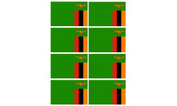 Drapeau Zambie - 8 stickers - 9.5 x 6.3 cm - Sticker/autocollant