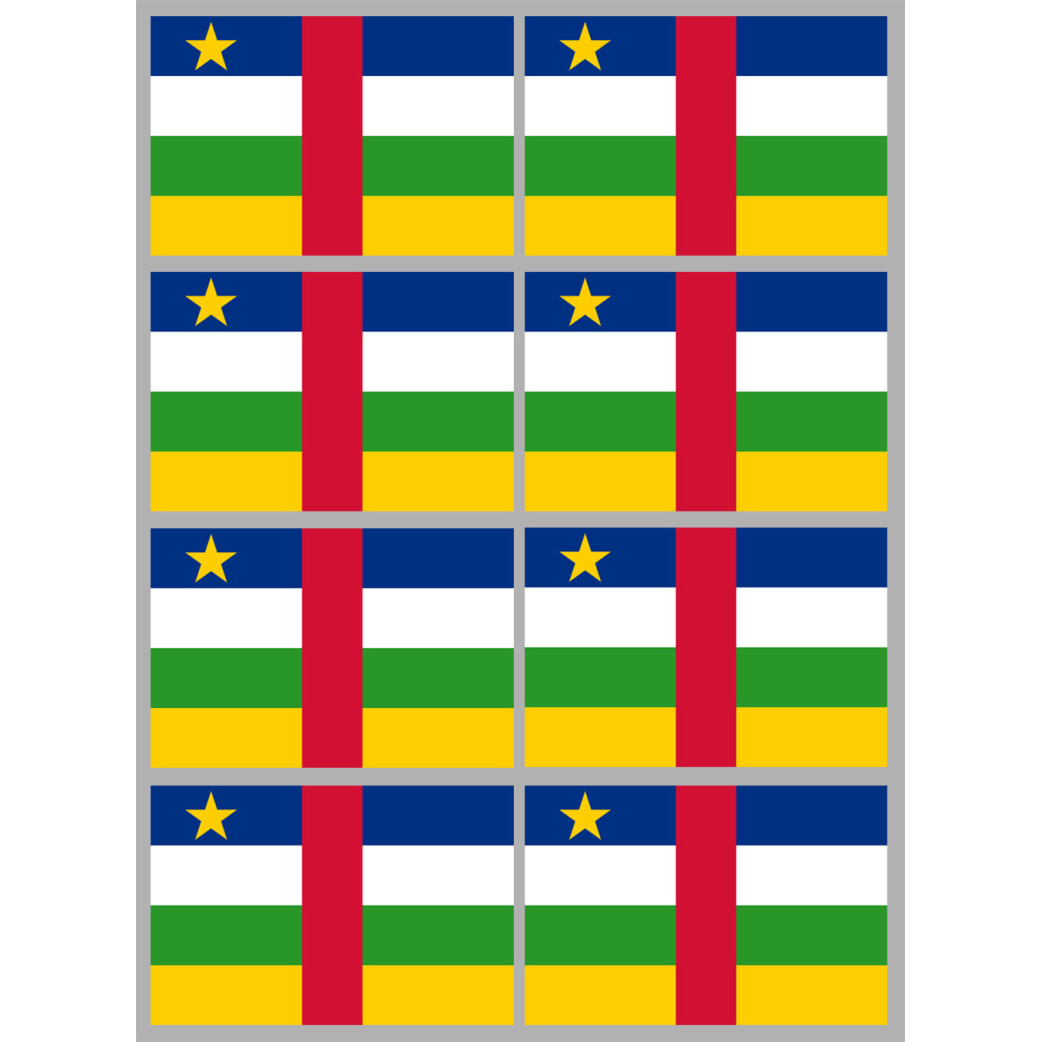 Drapeau République centrafricaine - 8 stickers - 9.5 x 6.3 cm - Sticker/autocollant