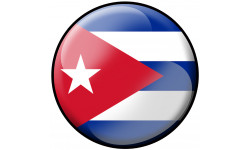 Sticker / autocollant : drapeau Cubain rond - 15cm