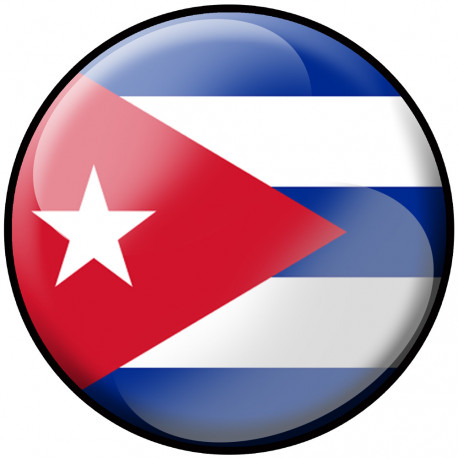 drapeau Cubain rond - 20cm - Sticker/autocollant