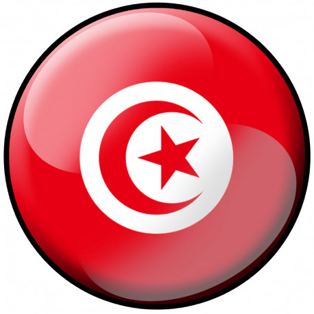 drapeau Tunisien rond - 15cm - Sticker/autocollant