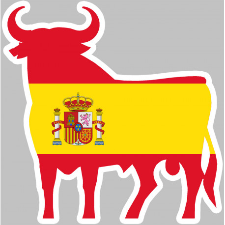 drapeau silhouette toro espagne - 10x10cm - Sticker/autocollant