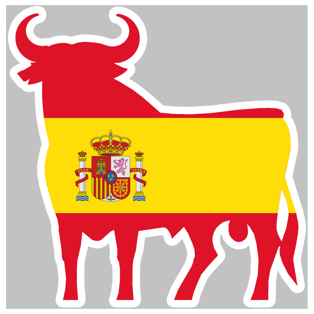 drapeau silhouette toro espagne - 15x15cm - Sticker/autocollant
