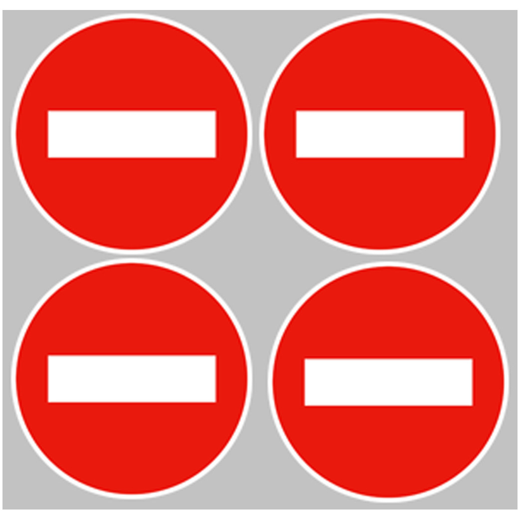 sens interdit - 4fois 5cm - Sticker/autocollant