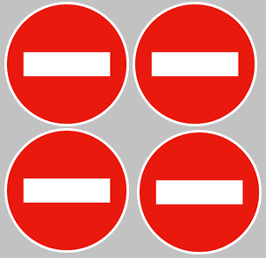 sens interdit - 4fois 5cm - Sticker/autocollant