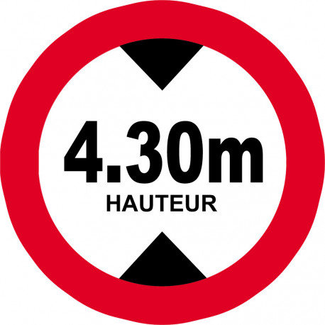 hauteur de passage maximum 4,30m - 15cm - Sticker/autocollant