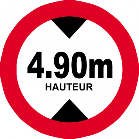 hauteur de passage maximum 4,90m - 15cm - Sticker/autocollant