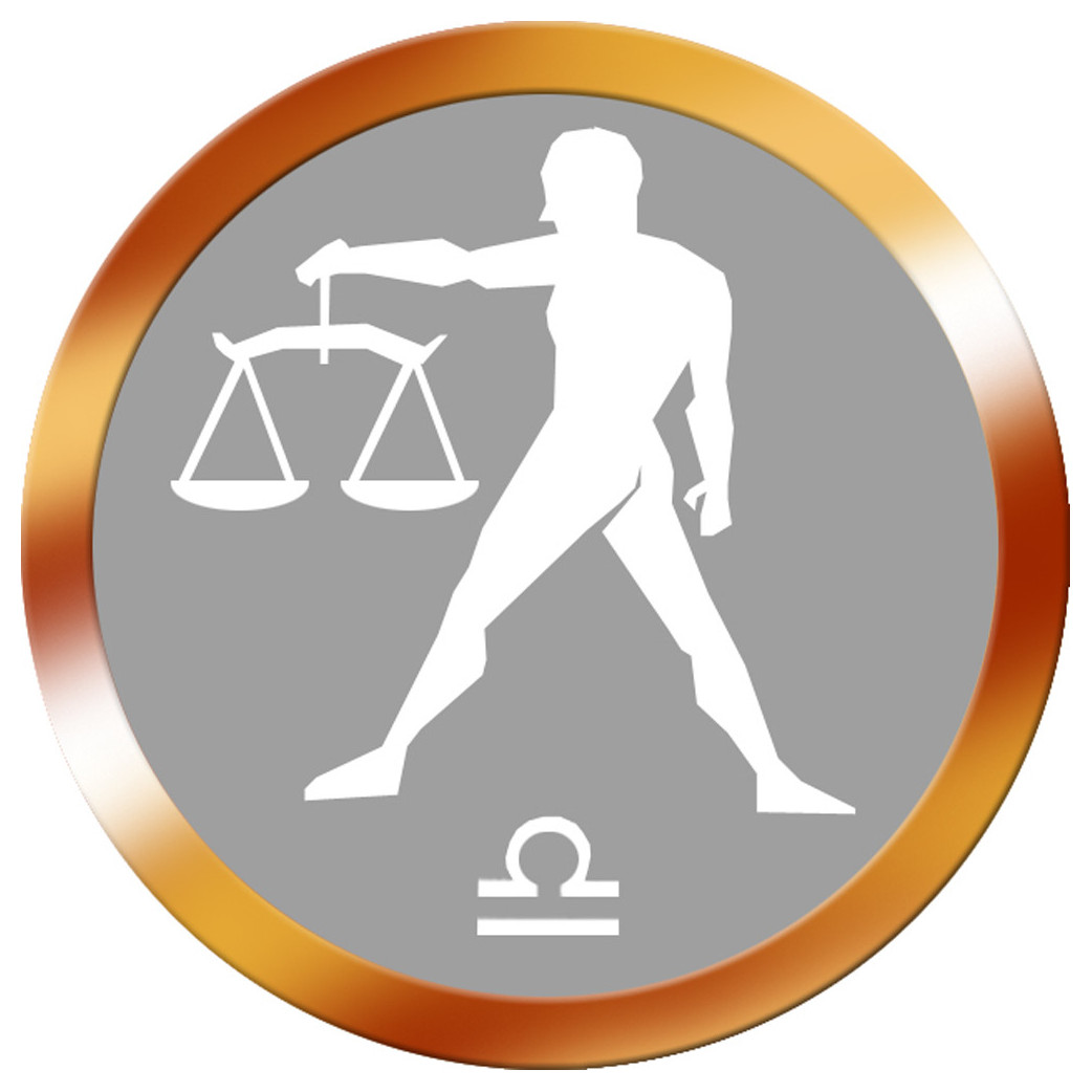 signe zodiaque balance rond doré - 5cm - Sticker/autocollant