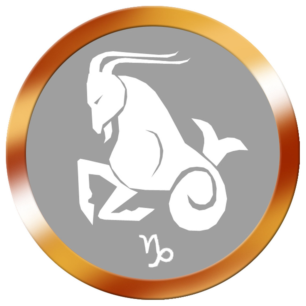 signe zodiaque capricorne rond doré - 10cm - Sticker/autocollant