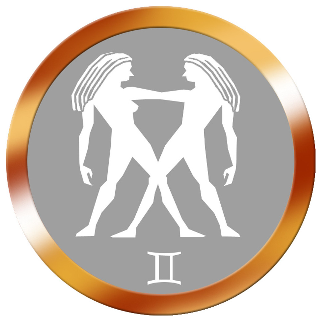 signe zodiaque gémeaux rond doré - 5cm - Sticker/autocollant