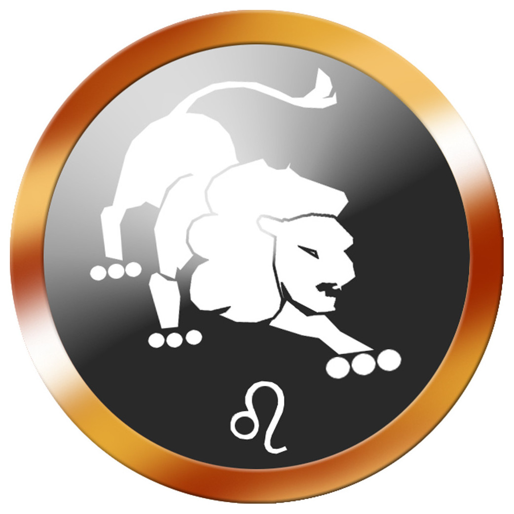 signe du zodiaque lion rond doré - 8cm - Sticker/autocollant